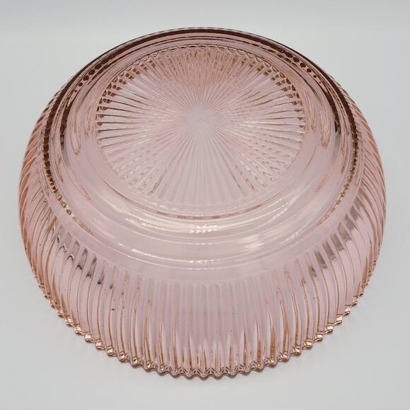 Anchor Hocking Pink Depression Glass Bowl 8.75" Queen Mary Vertical Ribbed VTG - Picture 7 of 11